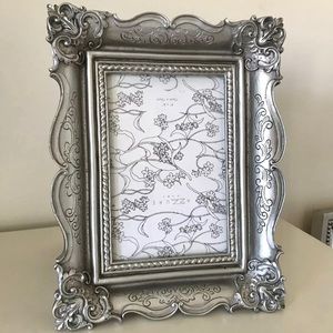 🪞 NEW stunning silver ornate carved frame 4x6 luxe decorative picture frame